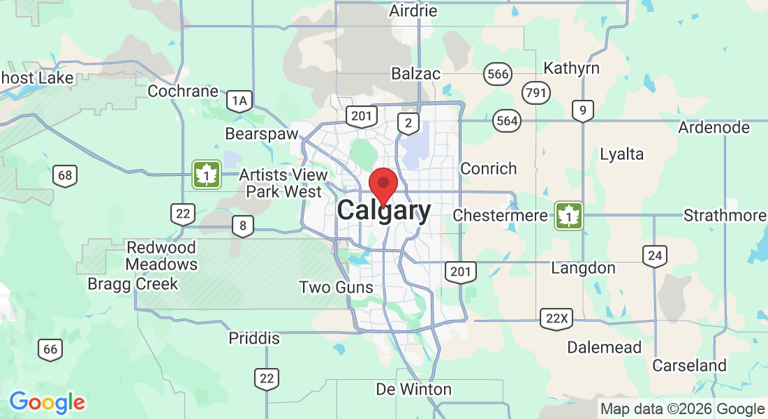 Map showing Calgary service area for Hush Painting